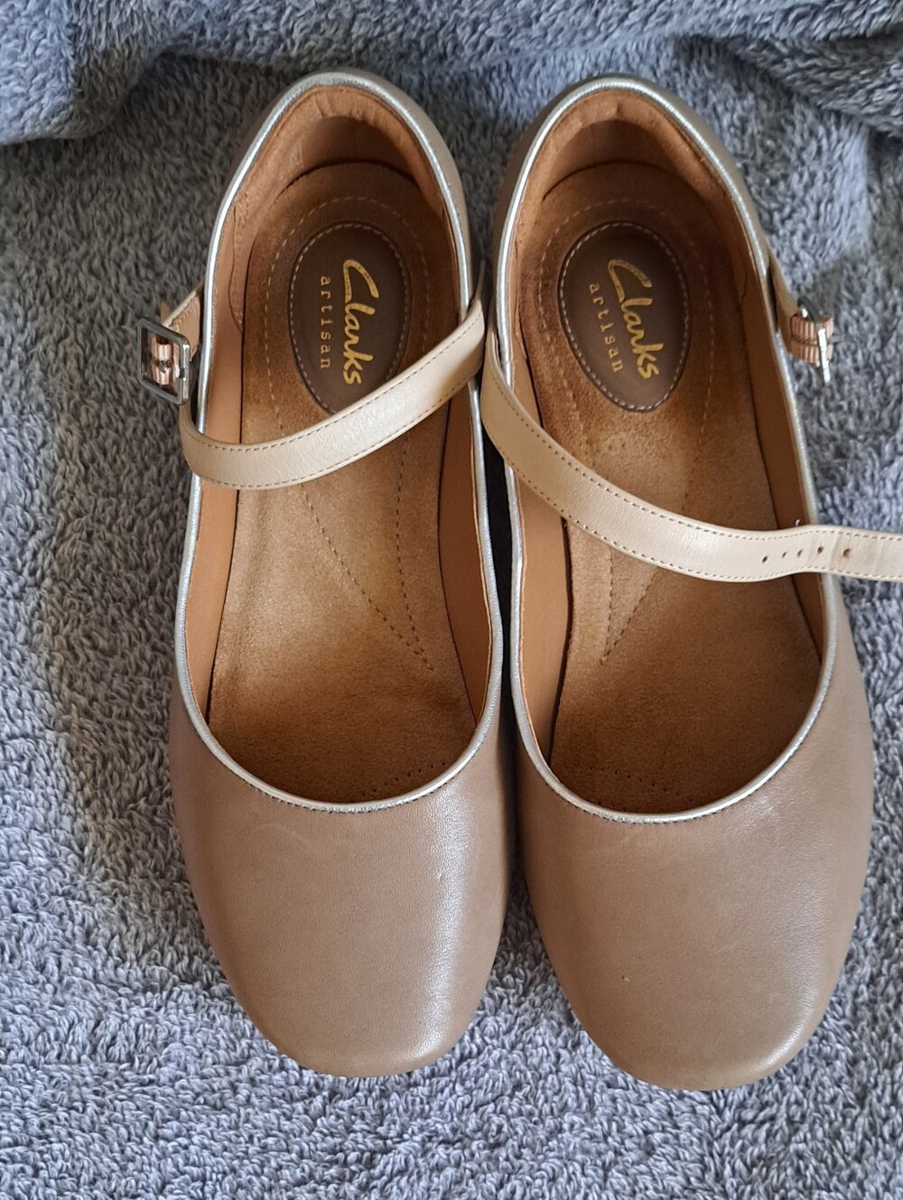 Clarks Tan Mary Jane Flats with Adjustable Strap